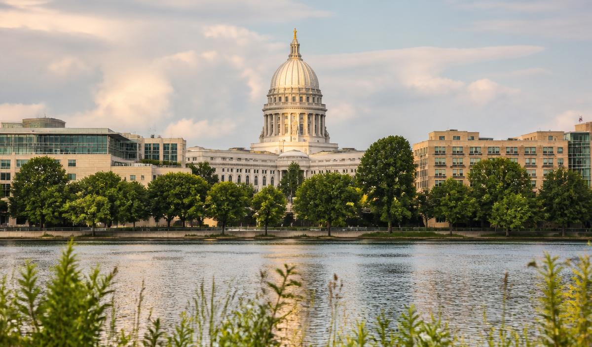 Wisconsin State Capitol across the water